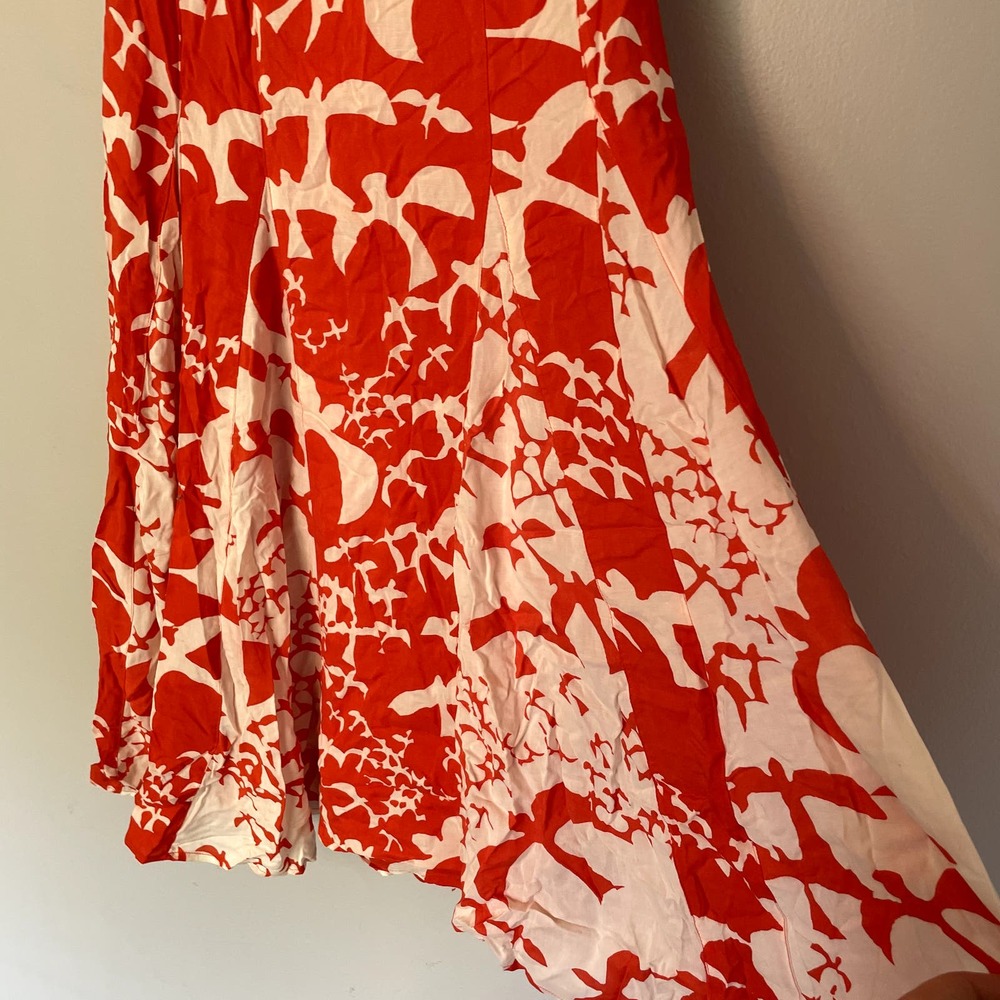 Anthropologie Maeve Bird Print Indiga Midi Dress in Orange SZ XS - Picture 8 of 16